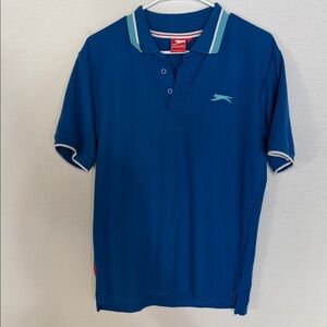 Slazenger Men's Polo Shirt in Blue with Light Blue and White Details